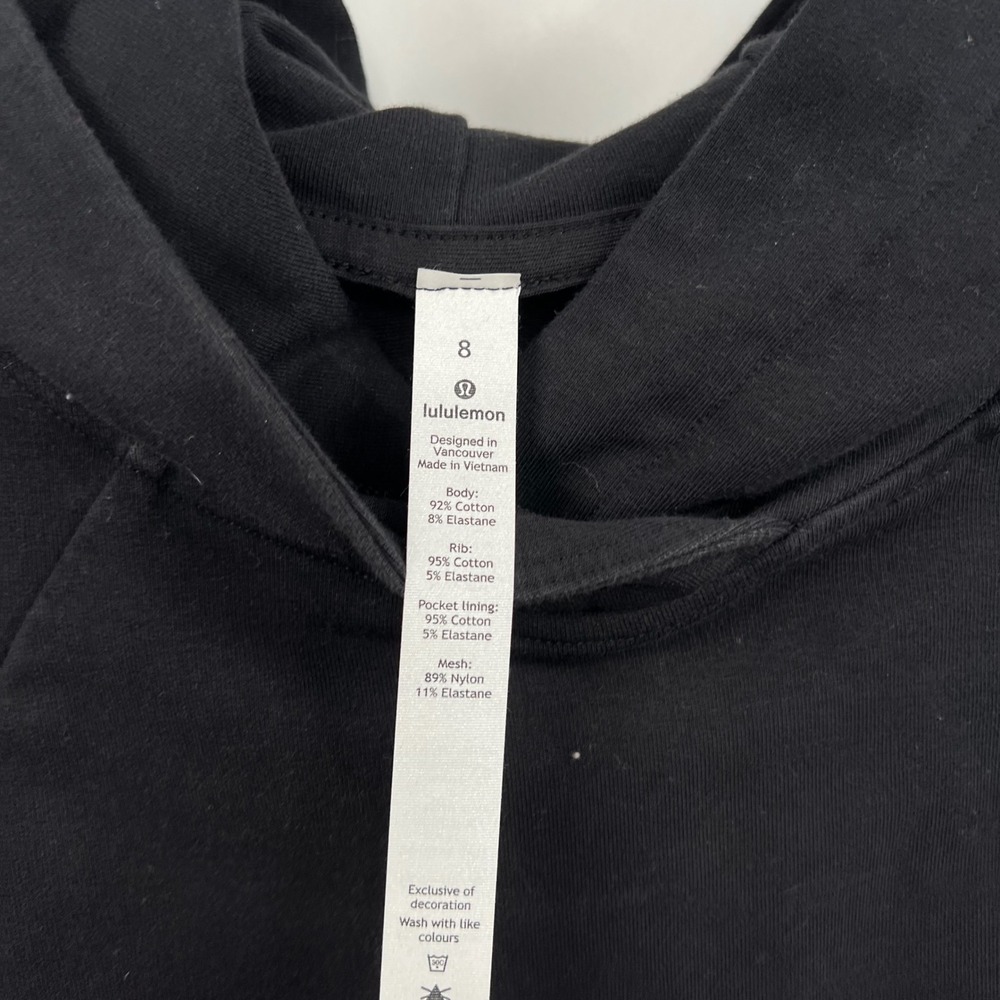 Lululemon Size 8 Scuba Pullover Hoodie Womens‎ Black Thumbholes Cotton Blend - Picture 6 of 8